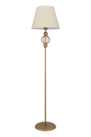 Helezon Beyaz Şapkalı Eskitme Modern Tasarım Ayaklı Abajur Lamba Metal Lambader