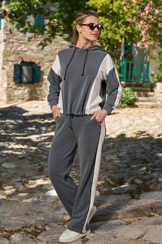 Cossy By Aqua 26027 Kadın Uzun Kollu Kapişonlu Eşofman Takımı-petrol Petrol