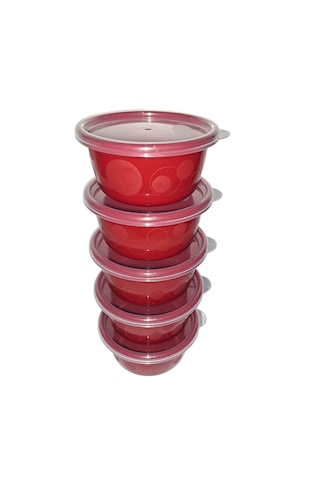 Tick Tock Hava Sızdırmaz Saklama Kabı 5'li Set Kırmızı 5 x 250 ML Kırmızı