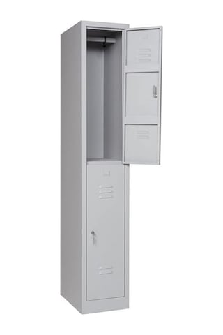 Metal Elbise Dolabı, Kilitlenebilir Dolap, Soyunma Dolabı, Elbise Dolabı, 2 Bölmeli Dolap Gri