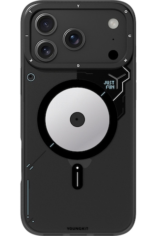 Apple Uyumlu iPhone 17 Pro Kılıf M-safe Şarj Özellikli Disk Desenli Youngkit Disc Battle Kapak Siyah Siyah