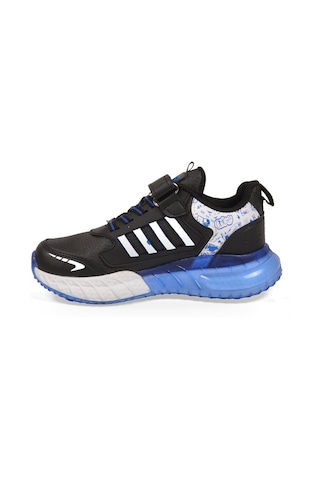 Lafonten Cırt Bantlı Kalın Tabanlı Siyah-saks Erkek Çocuk Yürüyüş Ve Spor Ayakkabı Sneaker 748 Cilt Siyah - Saks Mavi