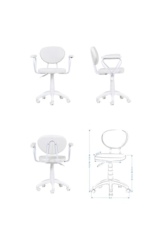 Vilinze Biga Çalışma Ofis Masası Ve Deniz Çalışma Ofis Sandalyesi Set - 60x90 Cm Teddy Beyaz