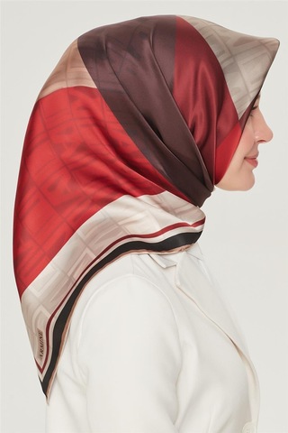 Armine İpek Eşarp Nostalji - 8516-30 Koyu Bordo Twill Koyu Bordo