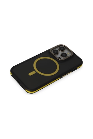 Joko iPhone 14 Pro Max Kılıf Rocky Magsafe Kapak Glblseme - 58 - Siyah-sarı