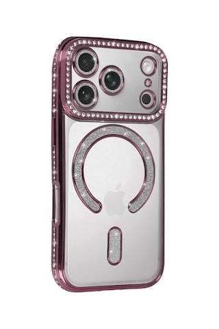 Mey İthalat Apple Uyumlu iPhone 17 Pro Max Joke Simli Magneticsafe Kılıf - Pembe