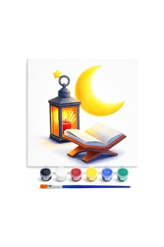 Ramazan Desenli Tuval Etkinlik Boyama Ramazan Süsleri, Ramazan Süslemeleri 20-20 Cm