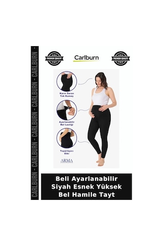 Carlburn Premium Beli Ayarlanabilir Siyah Esnek Yüksek Bel Hamile Tayt Çeşitleri Ürünleri Kıyafetleri
