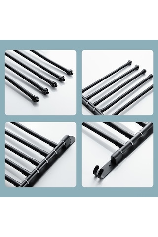 Novahub 360 Dönebilen Katlanır 4 Kollu Alüminyum Havlu Askısı - Mutfak İçin Siyah Siyah