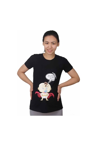 Mummy's Baby Hamile Tişört Moomy Fat Siyah 8447