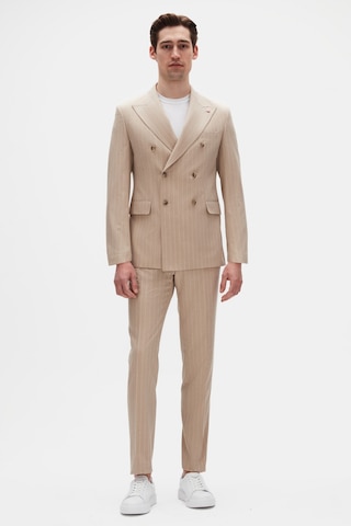 D's Damat Ds Damat Regular Fit Bej Çizgili Kruvaze Takim Elbise 4hf05ort01588 Bej