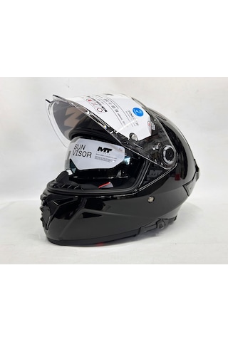 Mt Thunder 4sv R Pure Parlak Siyah Şefaf Vizörlü Kask - Iç Güneş Vizörlü Sİyah