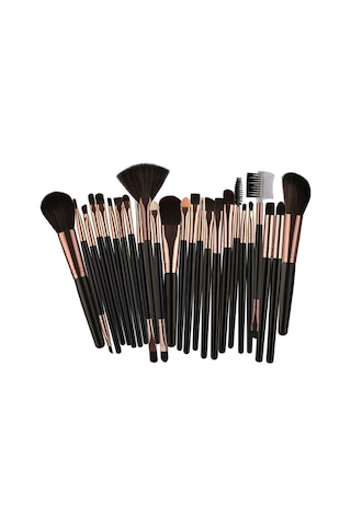 Hfambition 25'li Tam Makyaj Fırça Seti: Göz Farı, Kaş Ve Pudra Fırçaları - Yumuşak Fiber, Taşınabilir, Siyah Kolu Kahve Kutu