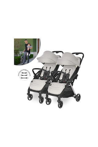 Lorelli Loret Otomatik Katlanan Kabin Boy & İkiz Bebek Arabası - Grey