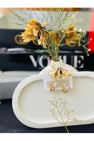 İkili Model Kelebek Detay Çelik Küpe