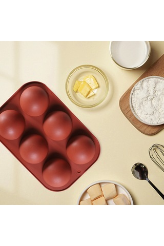 Yaozixa 4 Adet Yapışmaz Silikon Yarıküre Kalıp - Çikolata, Jöle Ve Mousse İçin Mükemmel Pişirme Çözümü Kahverengi