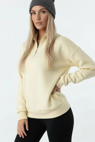 Rovebella Sole Fermuar Detaylı Dik Yaka Sweatshirt Sarı