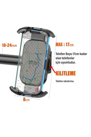Exenaar Motosiklet - Bisiklet Telefon Tutucusu Siyah