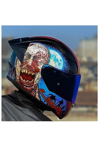 Ls2 Rapıd 2 Race Zombıe Fullface Motosiklet Kaskı Mavi Camlı Siyah