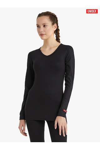 Blackspade Termal V-neck T-shirt Long 1257 Siyah