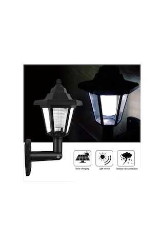 Vkemall Güneş Enerjili Led Duvar Lambası Hexagon Şekli, Işık Sensörlü, Beyaz Işık, Dış Mekan Bahçe Çit İçin, Kolay Kurulum - 1 Adet Beyaz