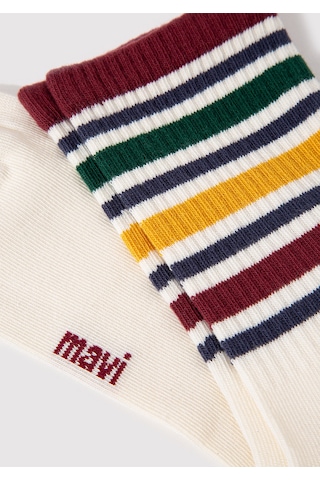 Mavi - Ekru Soket Çorap 1910953-33004 Beyaz