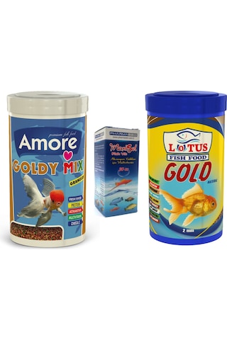 Goldy Mix Granules ve Natural 1000ml Japon Balığı Yemi, Vitamin