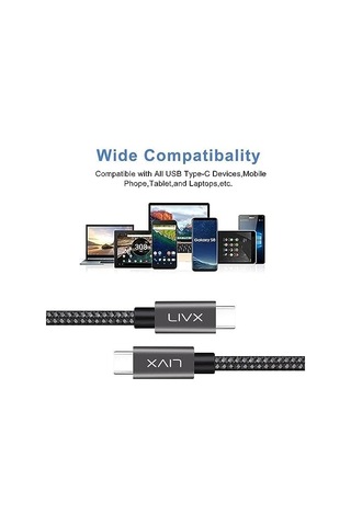 Solid 100w 5a Type C To Type C 50 Cm Hızlı Şarj Ve Data Kablosu Halat Örgülü Space Gray