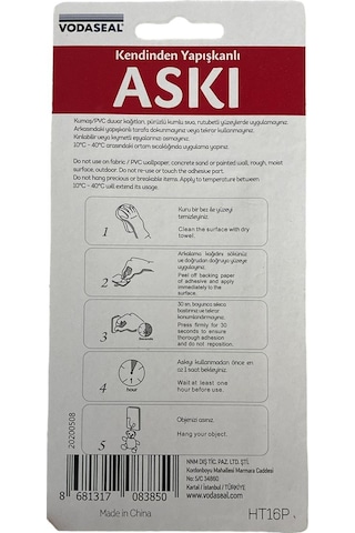 Kendinden Yapışkanlı Kare Krom 2li Askı Vodaseal Krom