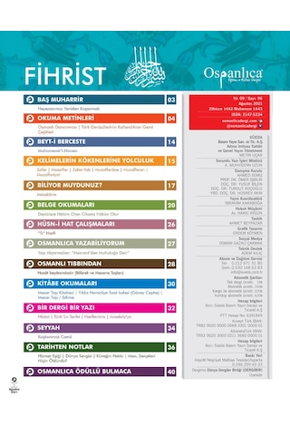 Ağustos 2021 Osmanlıca Dergisi