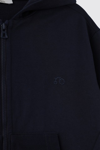 Panço Erkek Çocuk Kapüşonlu Fermuarlı Lacivert Sweatshirt