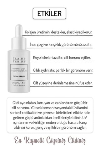 Elaine Perine %15 C Vitamini + %1 E Vitamini Serumu Cilt Tonu Eşi