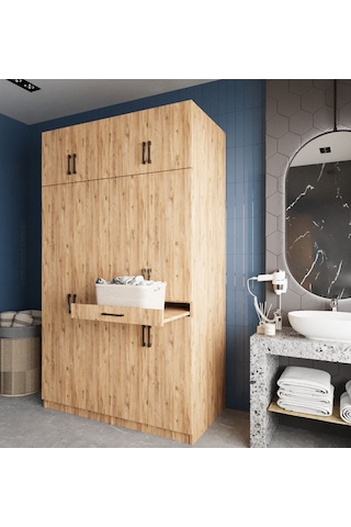 Modena Çamaşır Ve Kurutma Makinesi Dolabı Banyo Dolabı Çam Çam