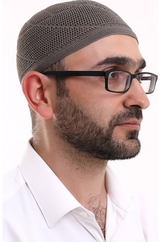 Dantel Pamuklu Triko Makine Örme Takke Açık Kahve