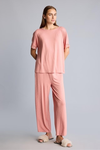 Defacto Regular Fit Kısa Kollu Dantel Detaylı Üst Geniş Paça Alt 2li Pijama Takımı I5544ax26aubr478 Bordo-br478