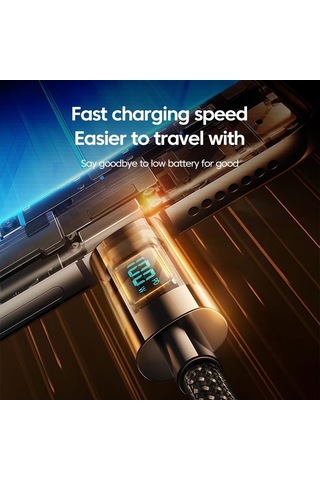 Vaorlo Led Ekran Hızlı Şarj Kablosu 100 W Süper Şarj Usb-c Pd-c Usb İos Uyumlu Tip-c İos Uyumlu Yüksek Hızlı Şarj Veri Kablosu Type-c To İos Uyumlu