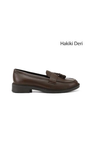 Gönderi(R) Gönderi R Kadın Kahve Antik Hakiki Deri Püsküllü Loafer Ayakkabı Gdza13424273 Kahve