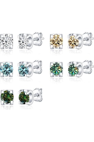 Yeşil Bagueringen Mavi Yeşil Renk Mozanit Küpe 925 Ayar Gümüş 1ct Düzenlendi Elmas Takı Düğün Parti Yıldönümü Hediyesi