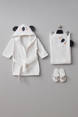 Bebitof %100 Pamuk Koala Desenli Bebek Bornoz Seti Bbtf.byz.30047 0 - 24 Ay