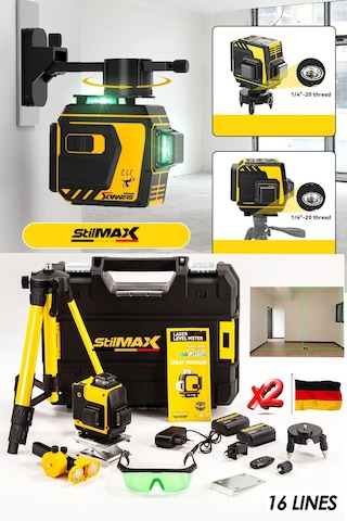 Stilmax Stlr926 Kumandalı Hassas 16 Köşe Yeşil Çizgi Lazer Tripot