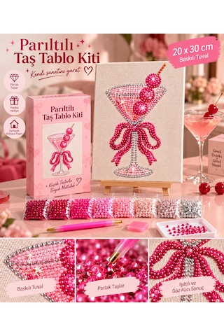 Bedazzling Taşlı Tuval Kiti Küçük Boy Martini 1 Adet Bedazzling Taşlı Tuval Kiti Küçük Boy Martini 1 Adet