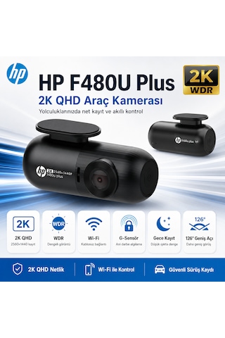 Hp F480u Plus 2k Wdr, Hd Araçiçi Kamera, G Sensörlü, Wi-fi Destekli Resmi Distribütör li