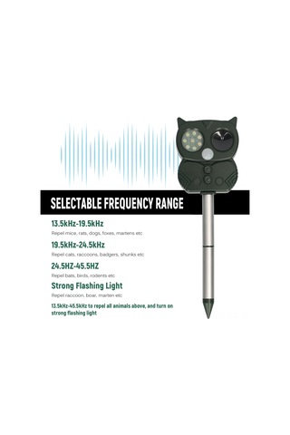 Gajeena Güneş Enerjili Dış Mekan Ultrasonik Hayvan Kovucu, Pır Sensörlü, Led Işık Ve Alarm Sesi İle Hayvanları Uzak Tutucu