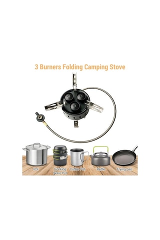 Dancemonkey Kamp Gazlı Ocak 8500w 3 Brülör Sırt Çantası Ocak Katlanabilir Bütan Ocak Kamp Sobası Gümüş Gümüş