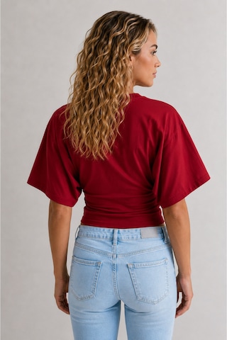 Overmax Bele Oturan Oversize Kollu Premium Crop Bluz Kırmızı - 880759104 Kırmızı