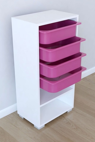 Unisex Çocuk Pembe 4 Sepetli Oyuncak Dolabı Diğer