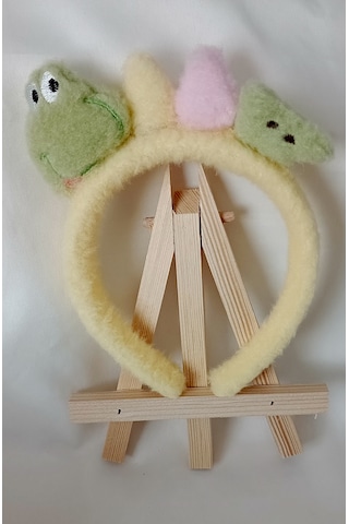 Kaplumbağa Figürlü Kız Çocuk Peluş Taç Sarı