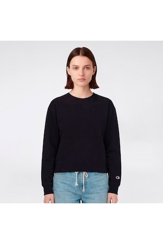 Champion Crewneck Regular Fit Kadın Siyah Sweatshirt 118557 2800282
