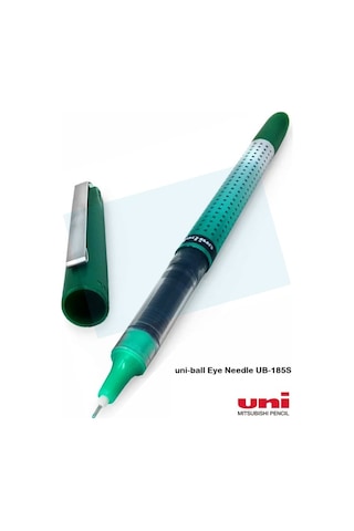 Yeşil Pilot Kalem 3 Adet Uniball Eye Needle 0.5 Mm İğne Uçlu Pilot Kalem Ub-185 S İğne Uçlu Likit Mürekkepli Jel Kalem Yeşil