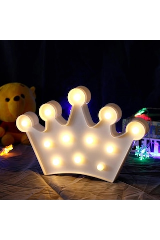 3d Dekoratif Pilli Kraliçe Tacı Model Led Masa Ve Gece Lambası 5365 Çok Renkli